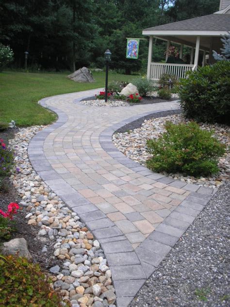 Your front walkway should be wide enough so that two people can walk side by side. Paver Walkways in Connecticut | Backyard walkway, Walkway ...