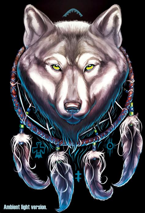Wolf Dream Catcher Image Ambient Light Version By