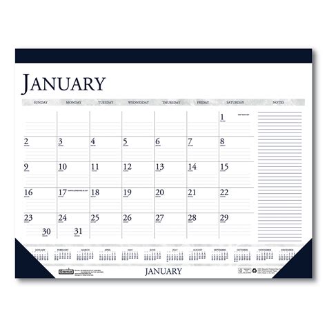 Recycled Two Color Monthly Desk Pad Calendar With Notes Section 22 X