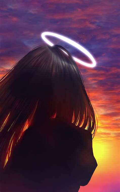 800x1280 Anime Girl Sunset Glow Loneliness Nexus 7samsung Galaxy Tab