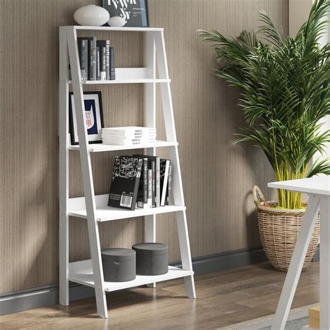 Imogen Ladder Bookcase Cube Storage Rack Shelf Wooden Library