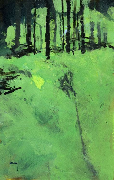 Semi Abstract Landscape Original Painting Green By Paulbaileyart