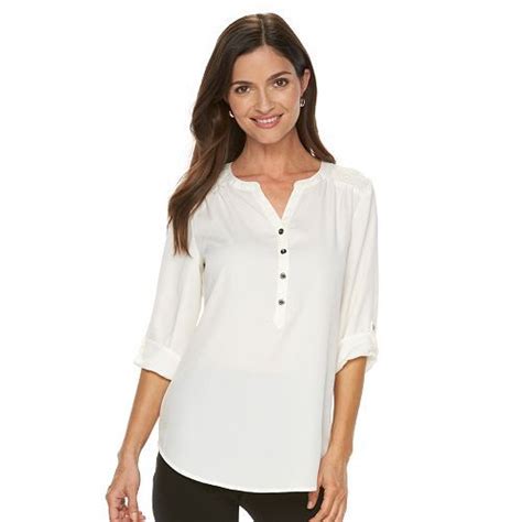 women s croft and barrow® smocked popover blouse popover blouse women clothes