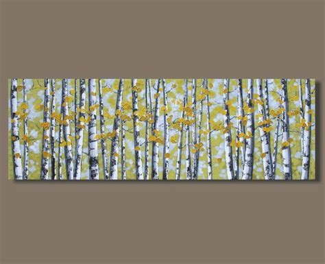 Autumn Birch Tree Painting Yellow Birch Fall Colors Panoramic