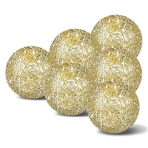 6 Pieces 4 Inch Mosaic Sphere Balls Decorative Glass Balls Decorative