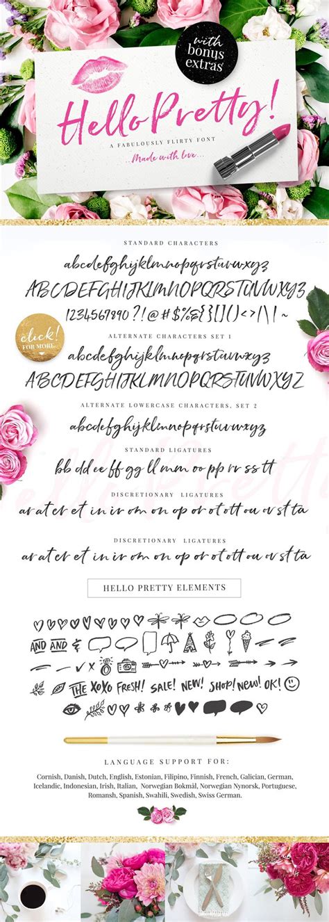 Hello Pretty Brush Script Font By Nicky Laatz ♥ Stylish Fonts For