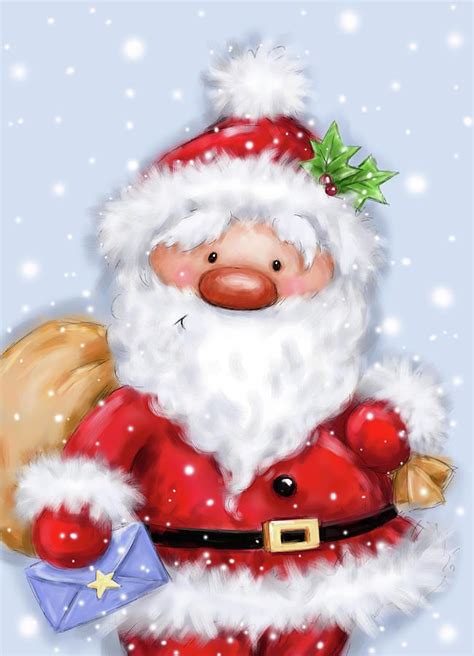 Santa Mixed Media Santa 5 By Makiko Christmas Clipart Holiday Decor