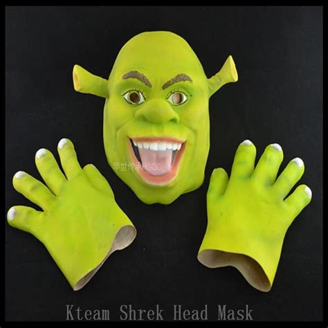 High Quality 100 Latex Party Movie Mask Shrek Head Mask With Gloves