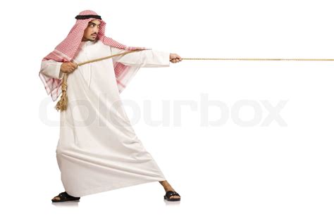 Arab Man In Tug Of War Concept Stock Image Colourbox