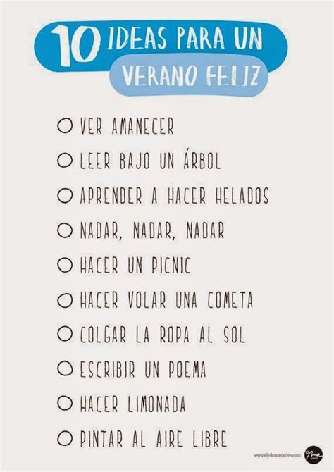 Lista De Cosas Que Hacer En Verano Idea De Hacer