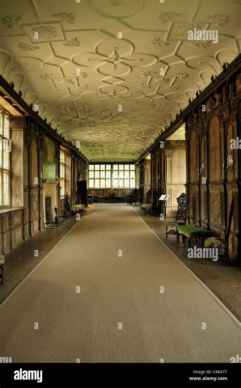 A Portrait Image Of The Long Hall At Haddon Hall Near Bakewell In