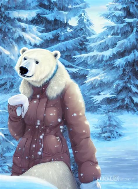 Character Portrait Of A Female Anthro Polar Bear Stable Diffusion