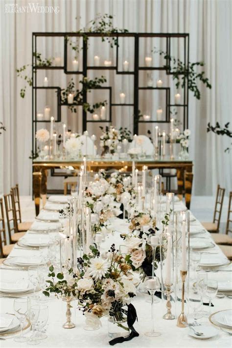 Modern Black And White Wedding Gold Wedding Table Setting Geometric