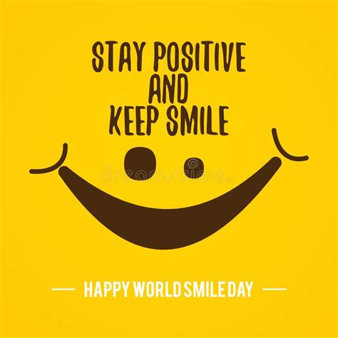 Quote Design World Smile Day Vector On The Yellow Background Stock