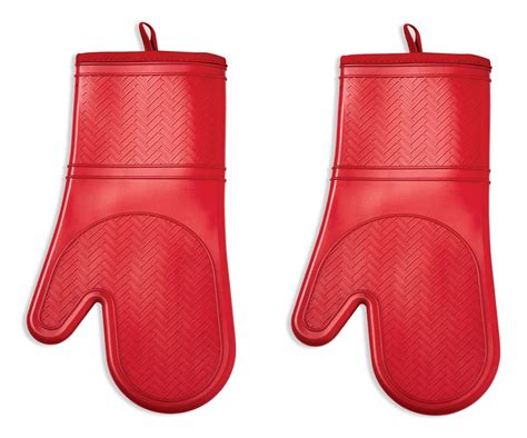 Master Chef 2pc Silicone Oven Mitt Set Non Slip Grip Red Canadian Tire