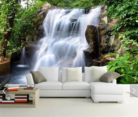 Decoration Mural 3d Forest Waterfall Mural Wall Papers For Walls