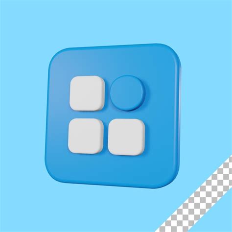 Premium Psd 3d Render Blue Menu App Icon With Transparent Background