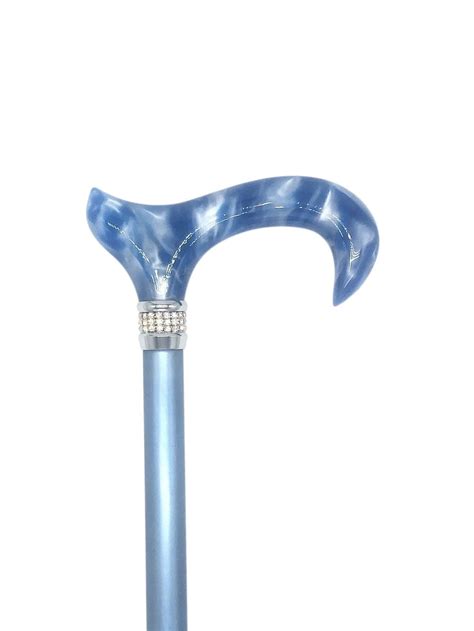 Classy Walking Canes Adjustable Elegant Blue With Rhinestone Collar