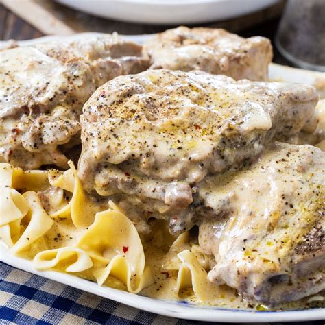 In a bowl, whisk leftover flour mixture with chicken broth and pour it over the chops in the slow cooker. Slow Cooker Creamy Ranch Pork Chops - Spicy Southern Kitchen