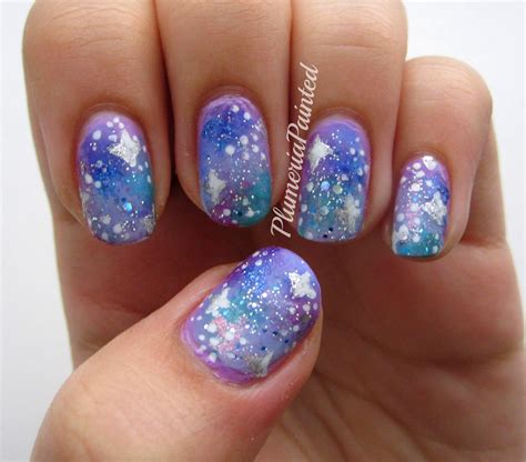 Plumeriapainted Purple Galaxy Nails