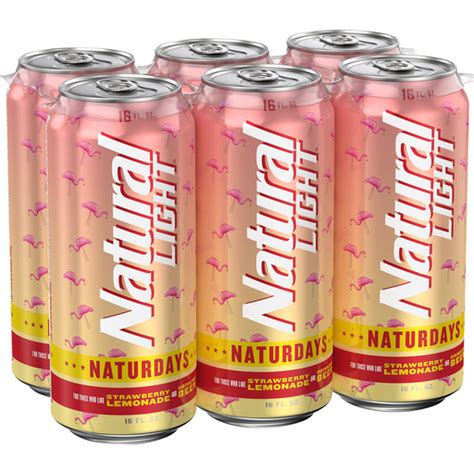 Natural Light Strawberry Lemonade Beer 6 Pack 16 Fl Oz Cans 42