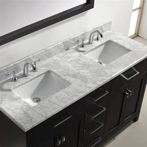 This sink is hard to damage and unfazed by heat and moisture. Virtu USA Caroline 72-inch Double White Marble Sink Bathroom Vanity Set - Dark Espresso Finish ...