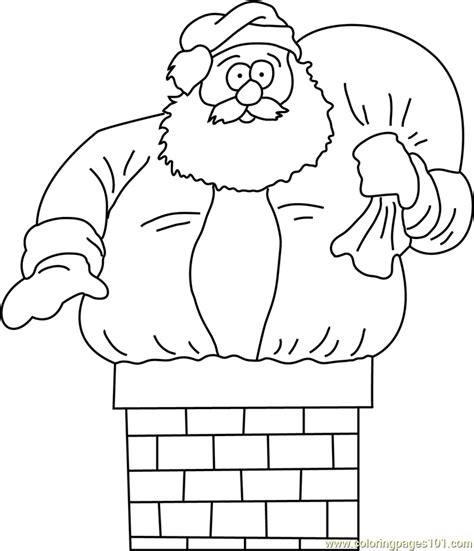Fantasy and medieval coloring pages. Santa going in Chimney Coloring Page - Free Santa Claus ...
