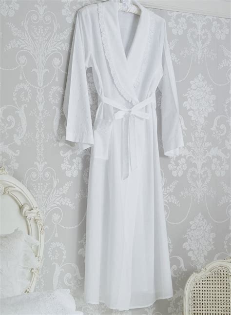 Caroline White 100 Cotton Dressing Gown Long Sleeved