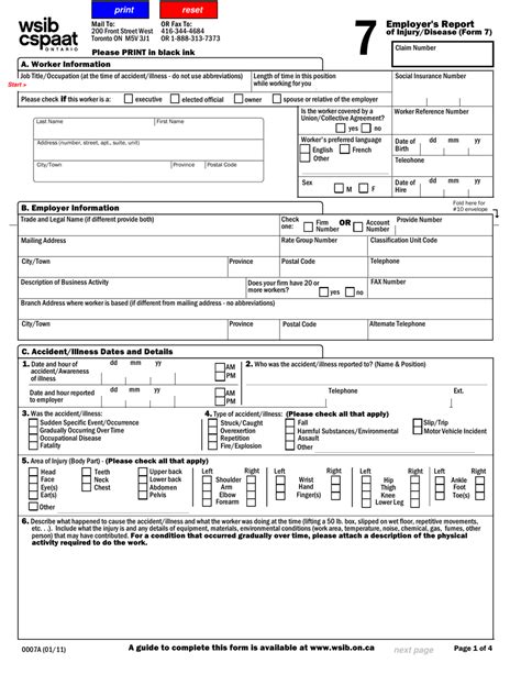Wsib Form 7 Fill Out Sign Online And Download Fillable Pdf Ontario
