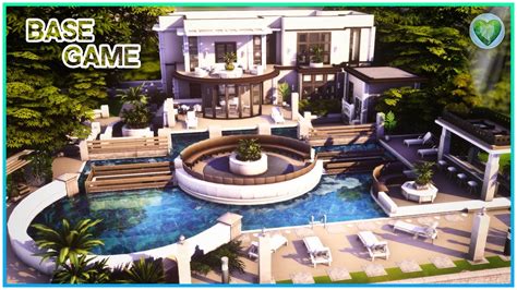 Base Game Delight Mansion Round Sofa And Pool 💚 No Cc Sims 4 Speed
