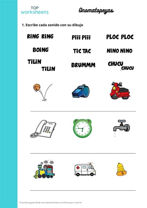 Onomatopeyas Ficha Para Imprimir Topworksheets