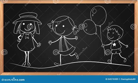 Doodles Of Children On Board Stock Vector Illustration Of Frame