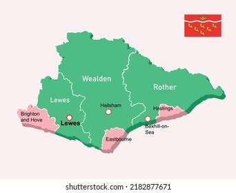 Vector Illustration East Sussex Map England Stock Vector Royalty Free Shutterstock