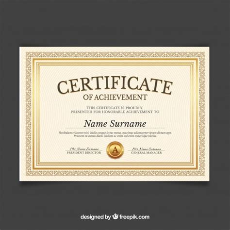 Download Certificate Template With Golden Color For Free Certificate