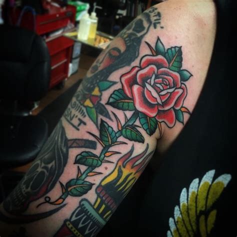 Rose With Thorns Tattoo On Hand Tattoo Designs For Men