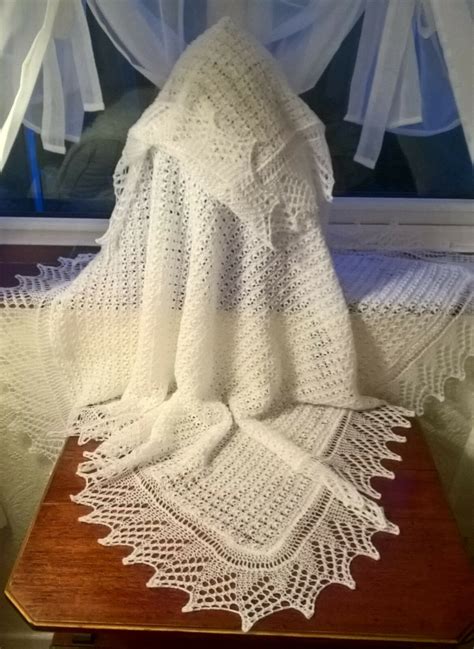 Exquisite Hand Knitted Baby Shawl Blanket Natural White Etsy