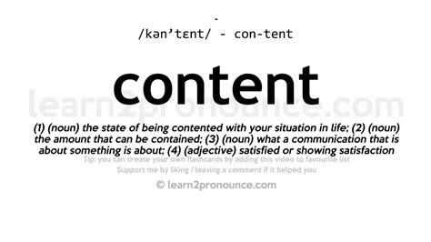 Pronunciation Of Content Definition Of Content Youtube