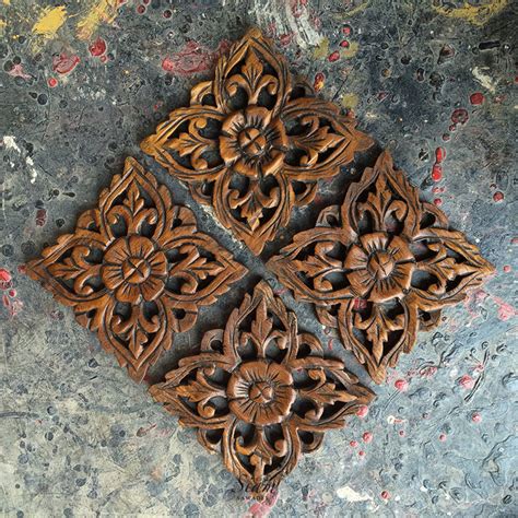 Buy Set Of 4 Decorative Wood Wall Sculpture Online