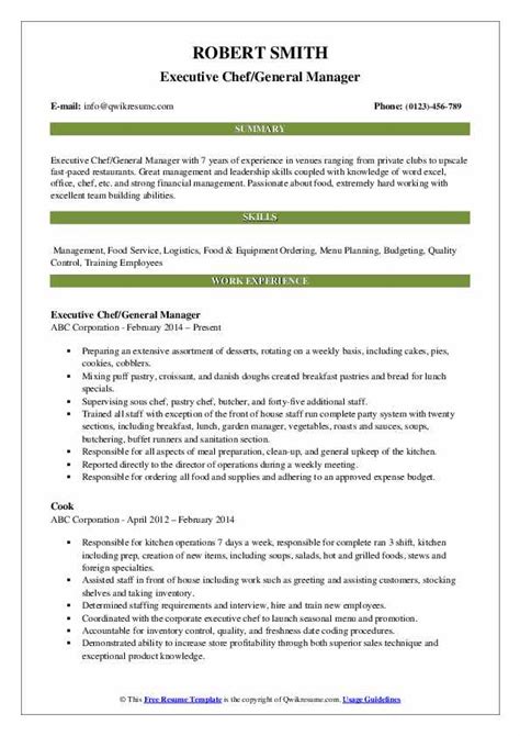 Chef Resume Sample Word Hq Template Documents