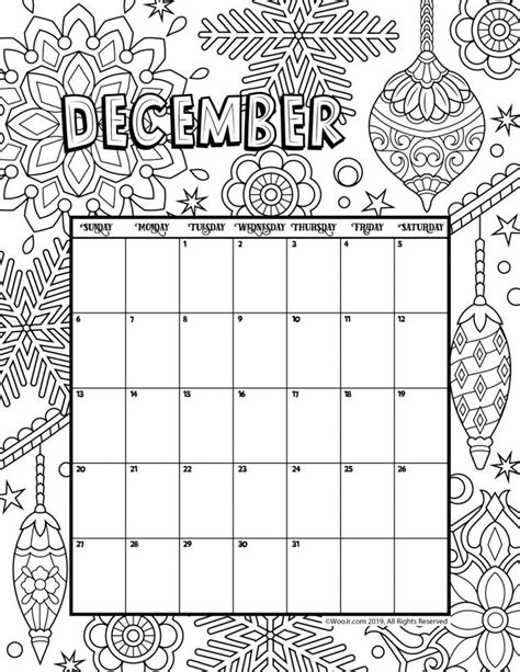 Printable Coloring Calendar For 2022 And 2021