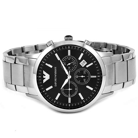 Buy Emporio Armani Classic Chronograph Black Dial Silver Stainless