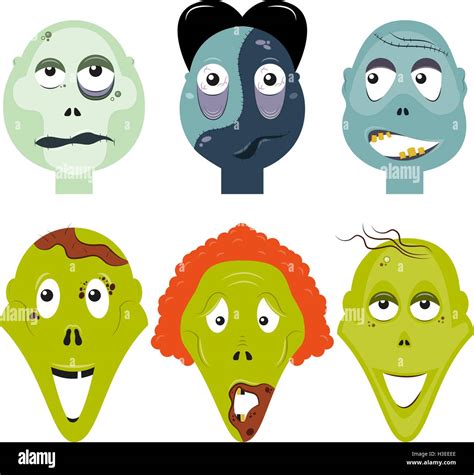 Zombie Faces Set Vector Illustration Stock Vector Image And Art Alamy