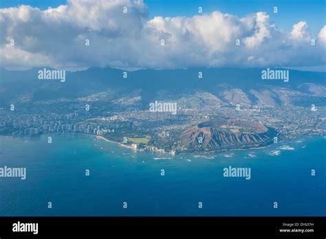 Aerial Of The Diamond Head And Oahu Hawaii United States Of America