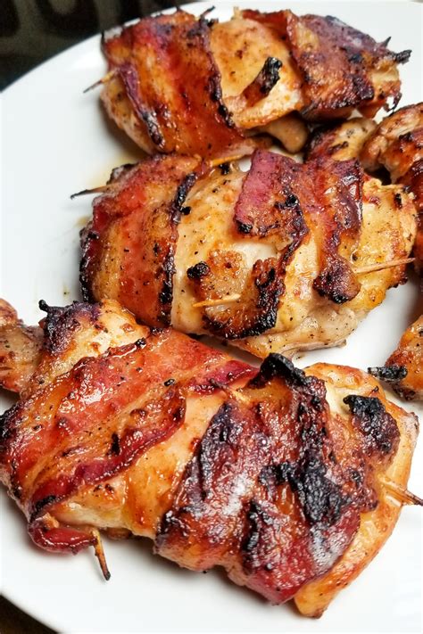 Bbq Bacon Wrapped Chicken Thighs Amanda Cooks And Styles