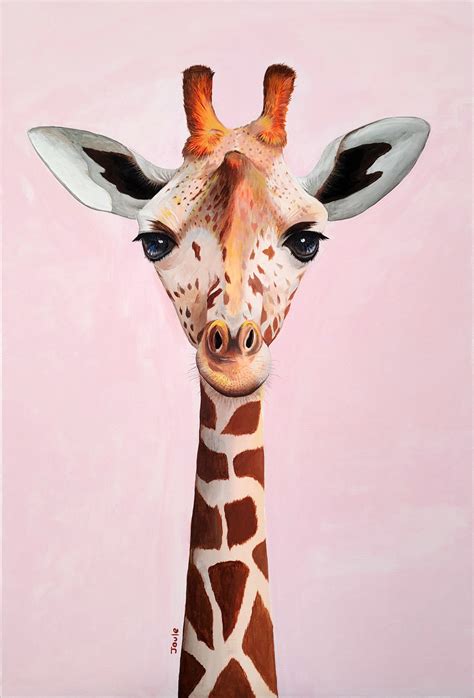 Original Giraffe Canvas Acrylic Painting Animal Art Etsy