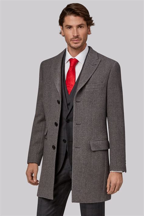 Moss 1851 Tailored Fit Grey Double Faced Overcoat