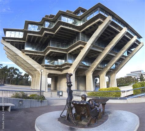 Geisel Library Building Exterior With Statue Of Dr Seuss At Ucsd