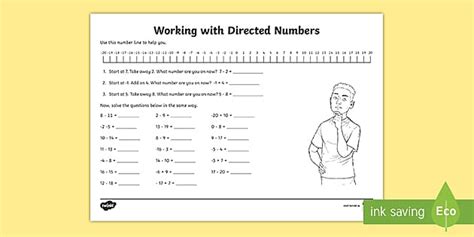 Working With Directed Numbers Exercise Twinkl