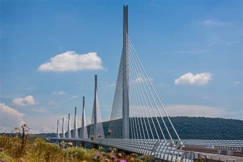 The Millau Suspension Bridge Taken In Millau Aveyron France Editorial