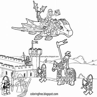 Lego Dragon Castle Coloring Pages Medieval Drawing